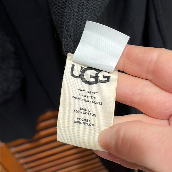 NWOT UGG Black Open Front Cardigan with Faux Fur Pockets - Picture 6 of 10